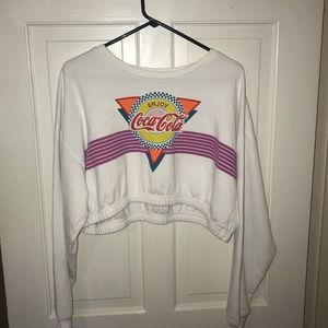 Vintage Oversize Coca-Cola Neon Cropped Sweatshirt